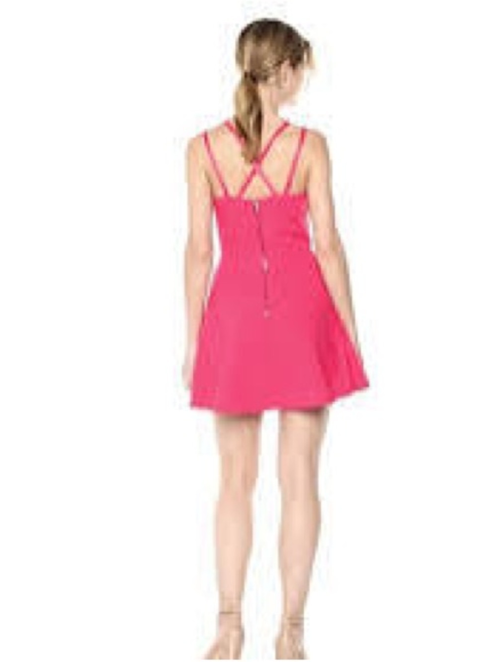 French Connection Hot Pink Double-Strap Fit-and-Flare Mini Dress Size 6 - Picture 3 of 15